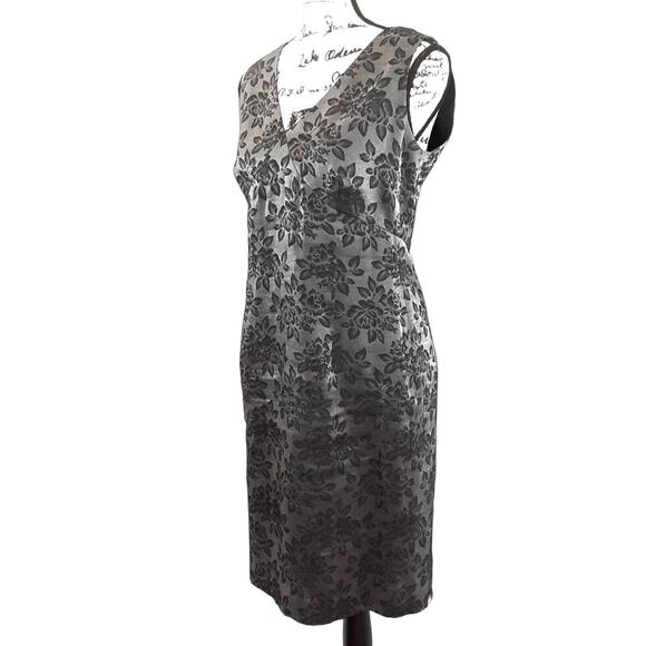 Liz Claiborne Sheath Dress Dark Floral Crushed Velvet Bodycon Cocktail Dress 8 - Picture 2 of 13